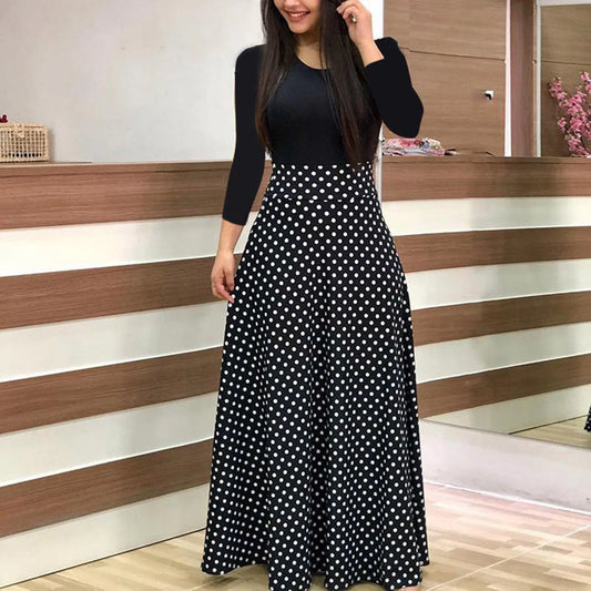 Floral Print Long Sleeve Maxi Dress - Women's Loose Holiday Wedding Party Dress
