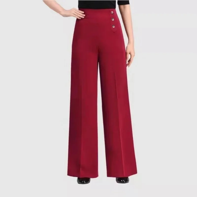 Women's High Waist Dance Pants – Buttoned, Elegant Modern Latin Practice Trousers for Spring and Autumn