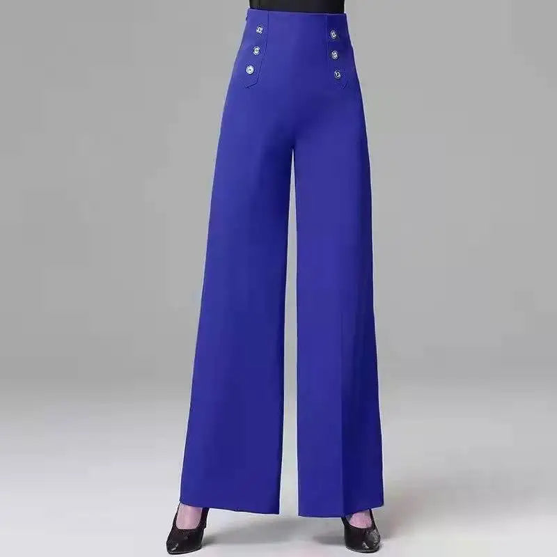 Women's High Waist Dance Pants – Buttoned, Elegant Modern Latin Practice Trousers for Spring and Autumn