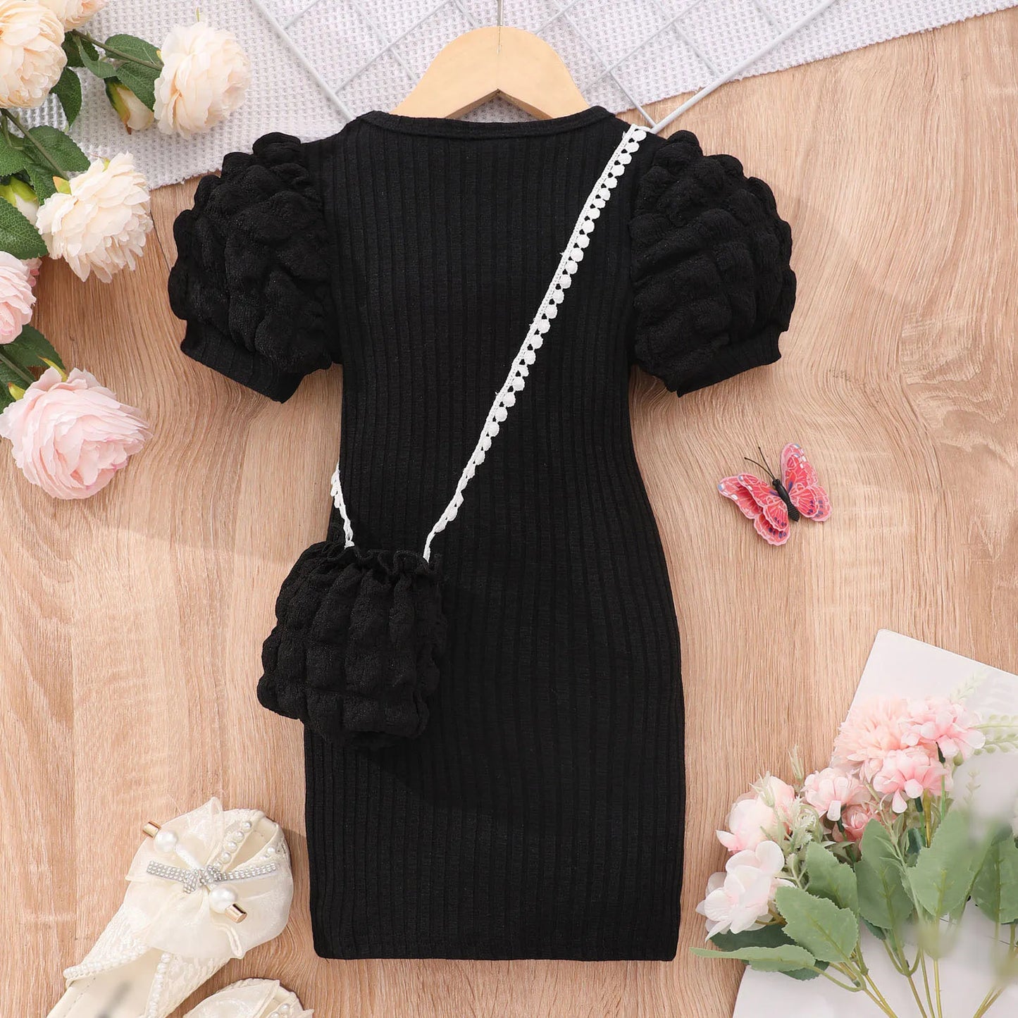 Midi Dress for Girls – Summer Short Sleeve Bodycon Party Dress for Kids, Sizes 3-8 Years