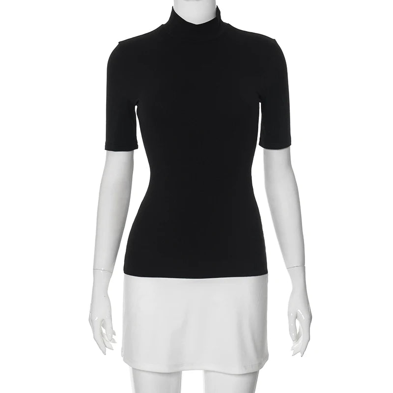 Summer 2024 Turtleneck Half Sleeve Bodycon Dress