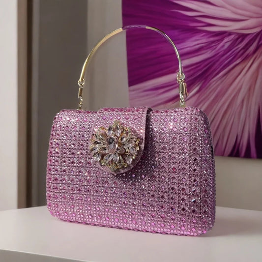 Sparkling Crystal Evening Bag – Metal Clutch & Wedding Purse