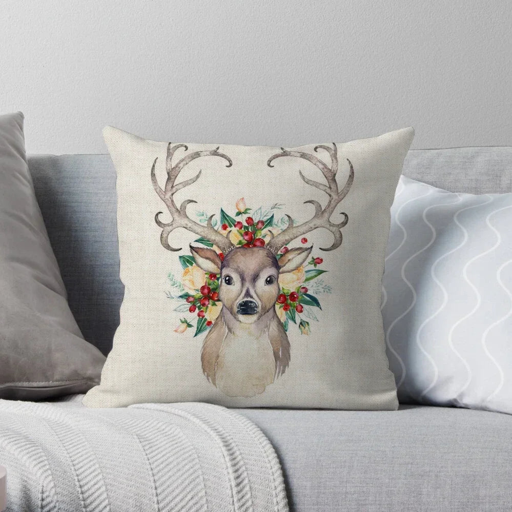 1PC Christmas Linen Pillowcase Cushion Cover – Customizable Home Sofa Decoration