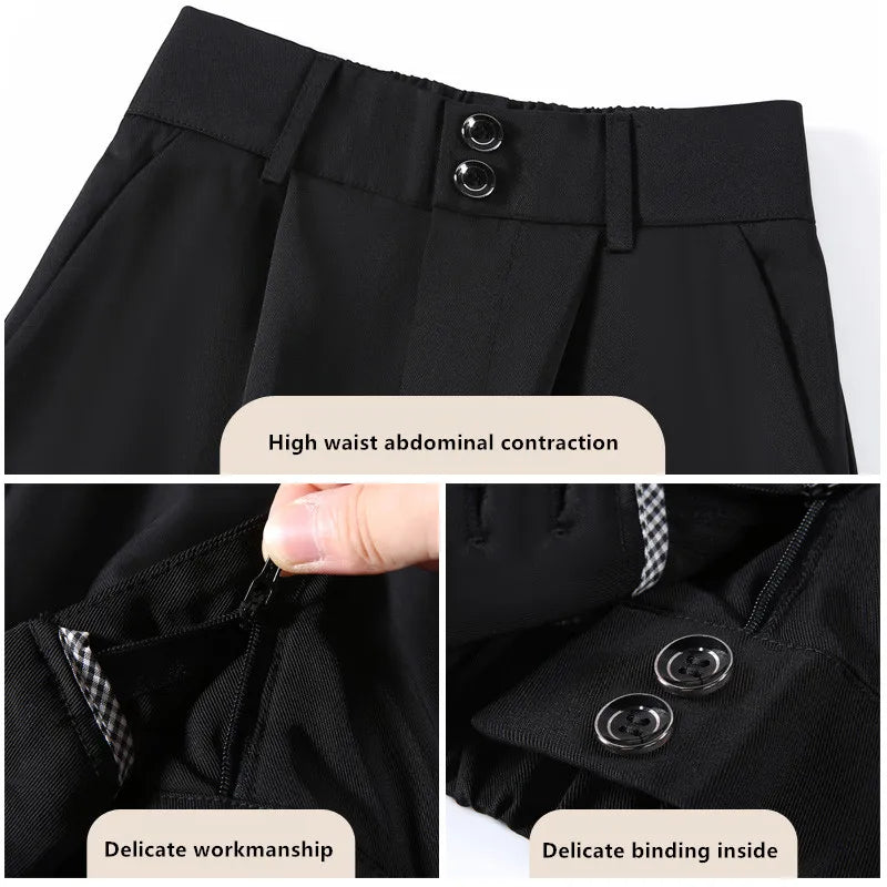 Women's High-Waist Slim Suit Pants – Spring/Autumn Korean Straight-Leg Trousers