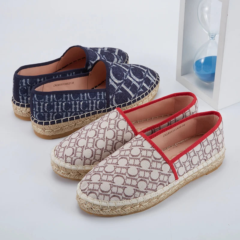 Women's Fisherman Mesh Loafers - Breathable Plaid Woven Casual Straw Shoes