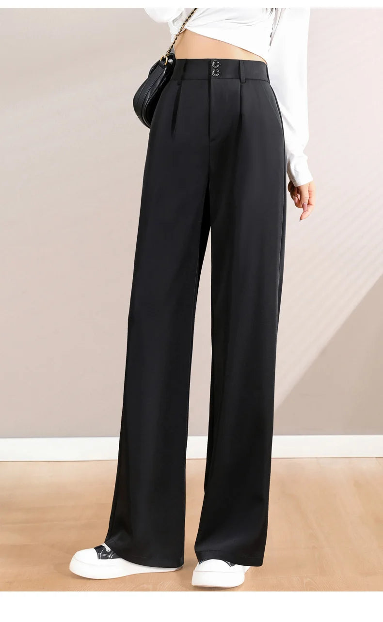 Women's High-Waist Slim Suit Pants – Spring/Autumn Korean Straight-Leg Trousers
