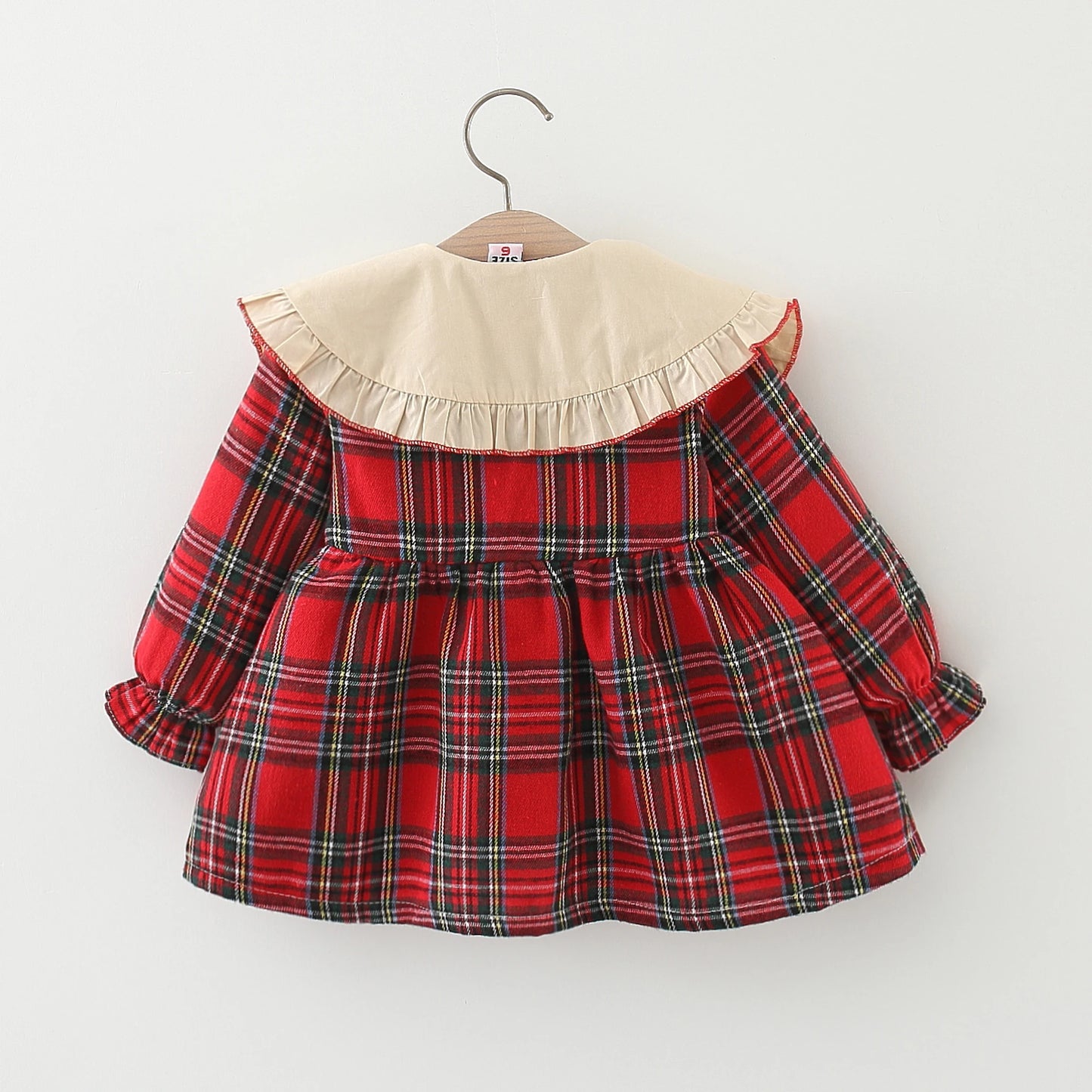 Autumn Girls' Plaid Polo Dress - College Style with Rabbit