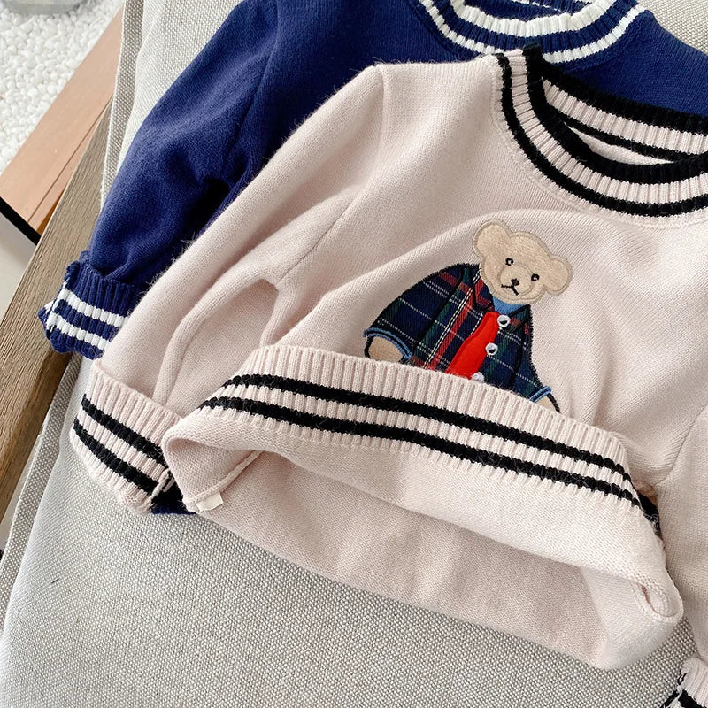 Autumn Winter Children's Sweater – 0-5 Years Kids Bear Cartoon Pullover Wool Knit Jumper