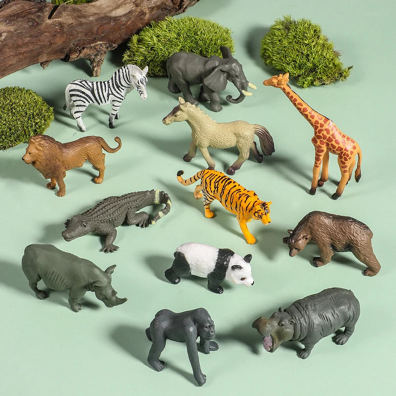 12-Piece Mini Jungle Animal Figure Set for Kids