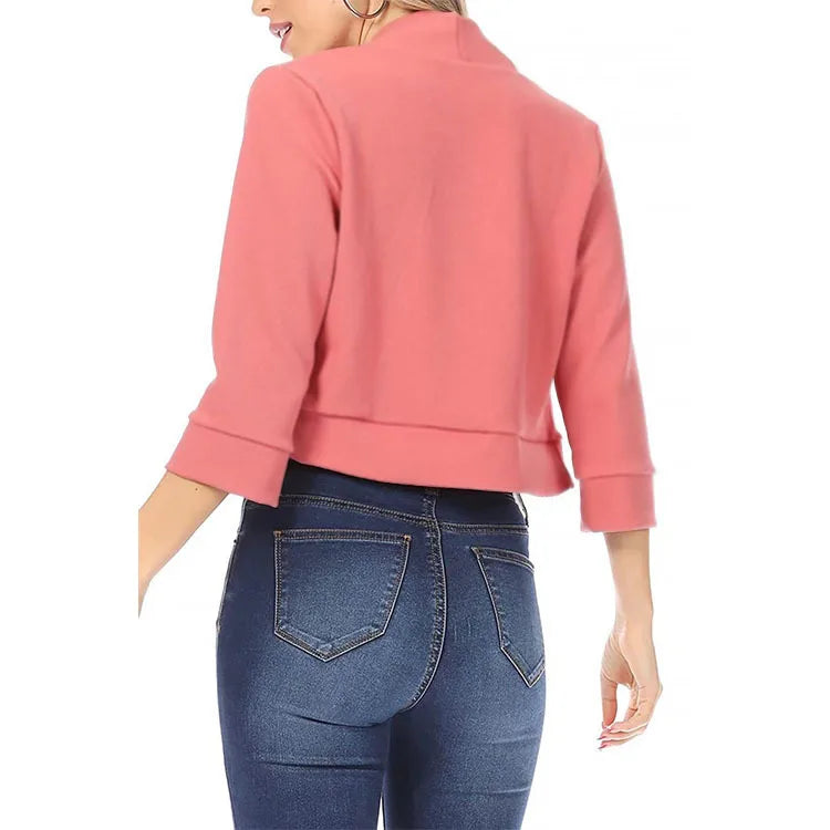 Plus Size 5XL Women's Cropped Bolero Cardigan – 3/4 Sleeve Open Stitch Shrug, Casual Streetwear.