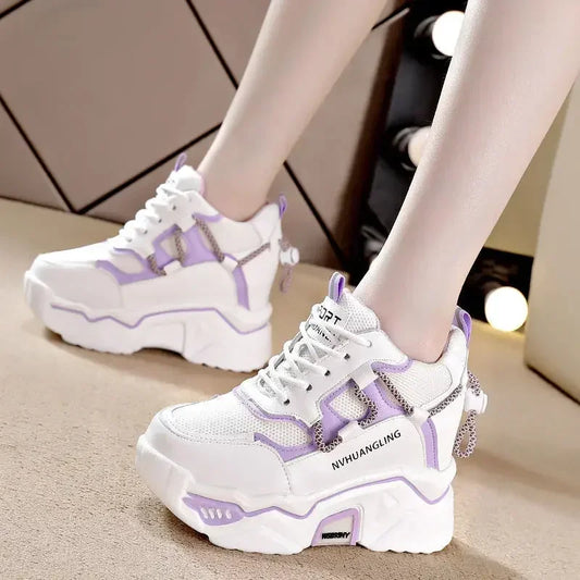 Women's Breathable Platform Sneakers - Summer Comfort