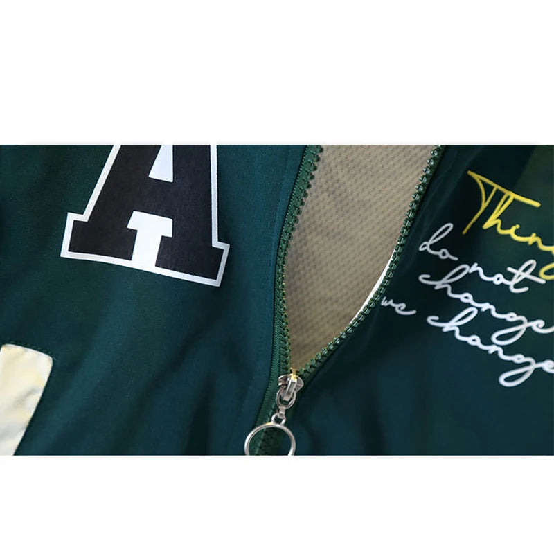 Spring Autumn Children’s Baseball Jacket – Striped Letter Coat for Kids