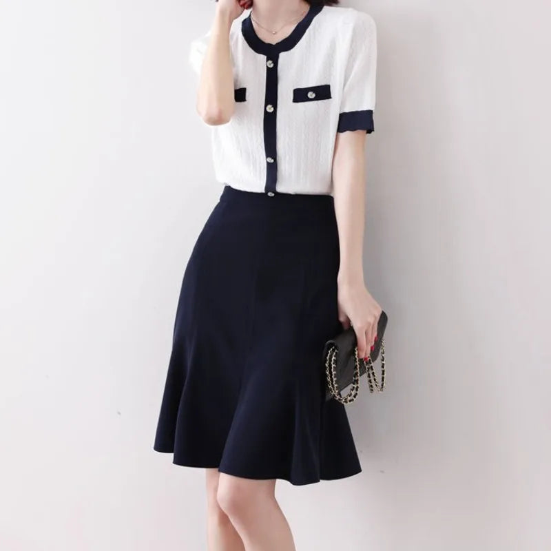 Summer High Waist Wrap Midi Trumpet Skirt - Women's Office Fashion