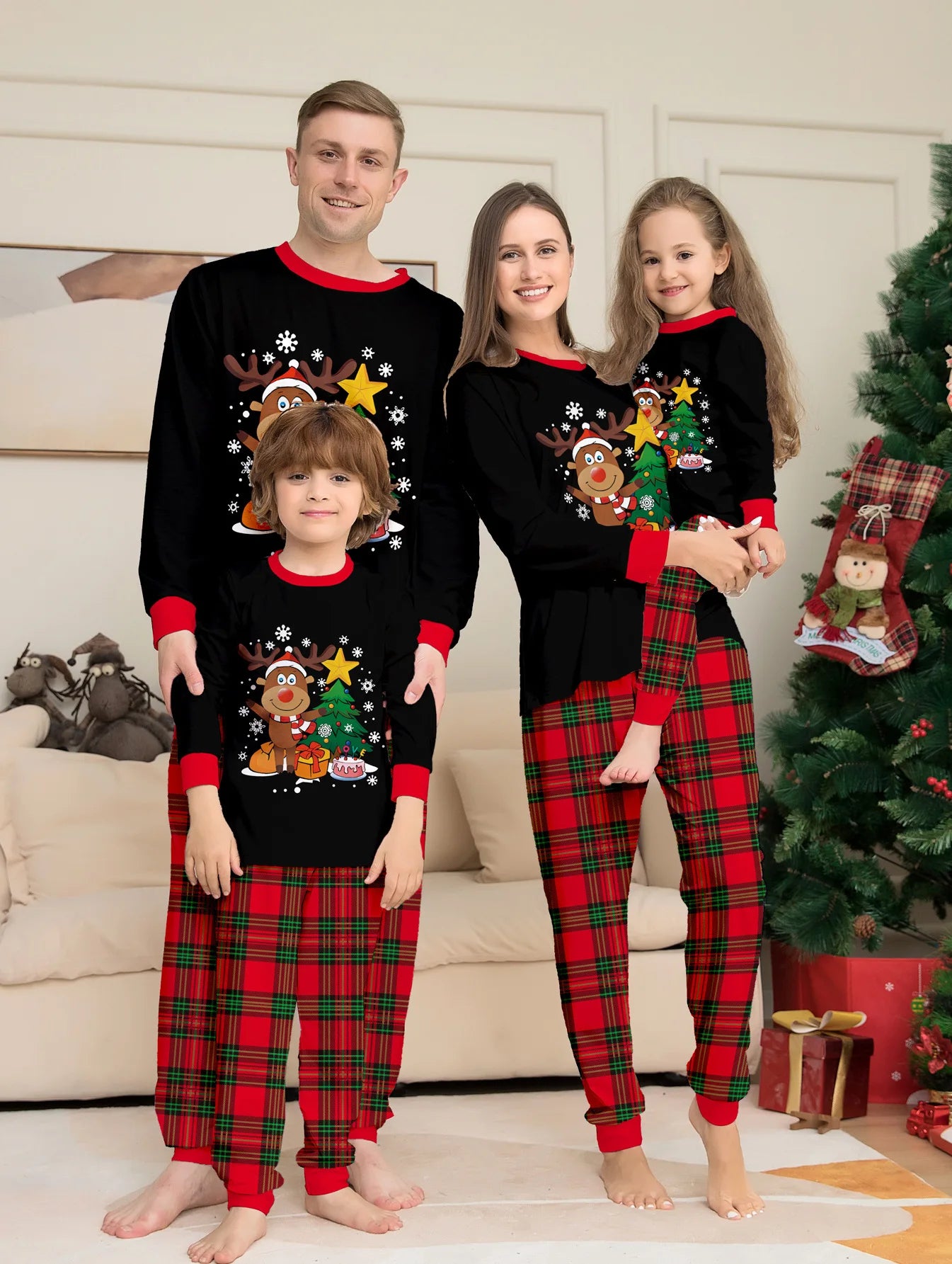 Christmas Family Matching Pajamas – Adults, Kids, Baby Rompers, Casual Sleepwear Set