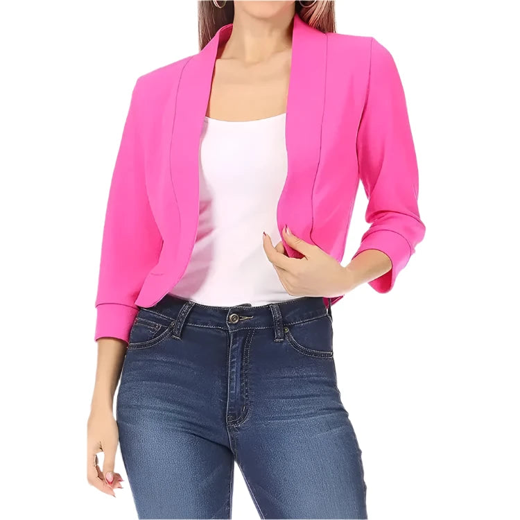 Plus Size 5XL Women's Cropped Bolero Cardigan – 3/4 Sleeve Open Stitch Shrug, Casual Streetwear.