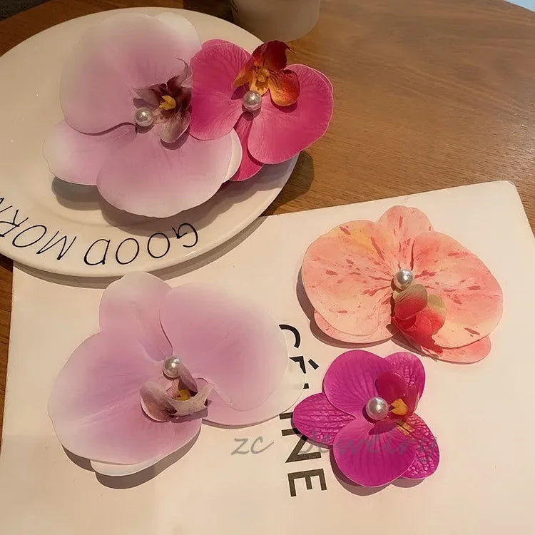 Sweet French Style Butterfly Orchid Hair Clip - Elegant Women's Back-of-Head Pin