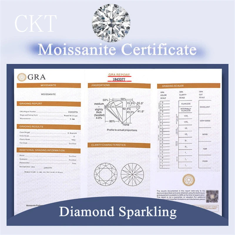 Platinum Moissanite Keychain Necklace 1ct Diamond Pendant