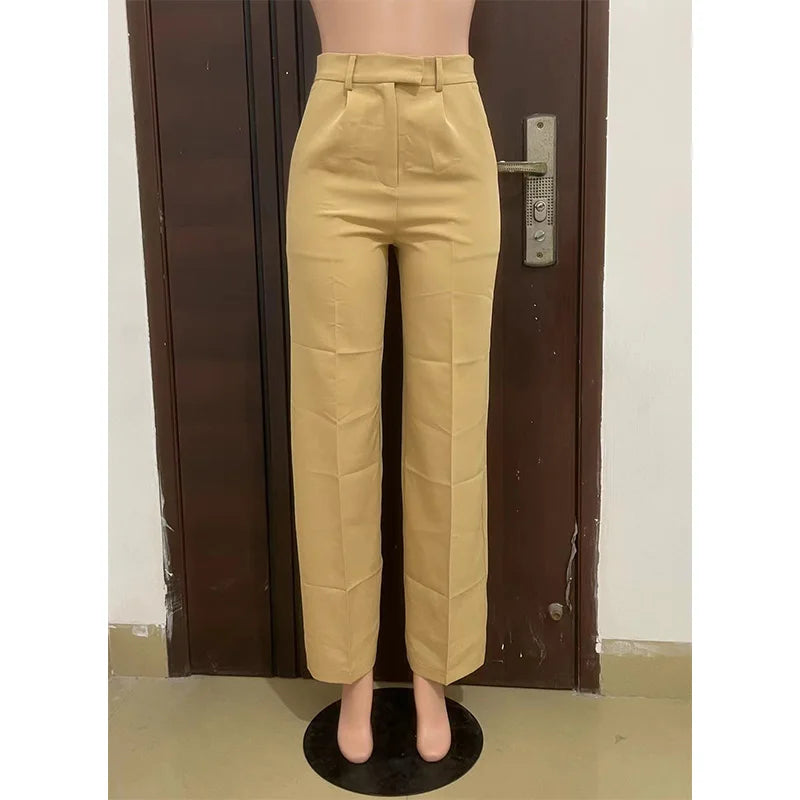 Stigende Women's Wide Leg Office Pants - Casual Loose Fit Bodycon Trousers