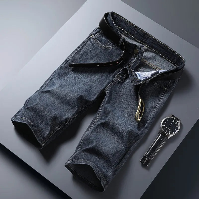 High-Quality Summer Denim Shorts for Men – Thin, Knee-Length, and Casual