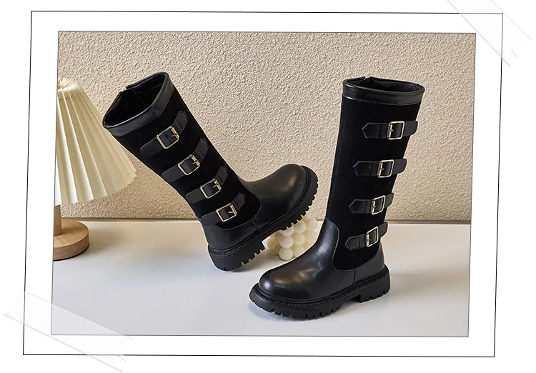 Girls' British Style High-Top Boots - Autumn Winter Fashion & Outdoor Princess Shoes