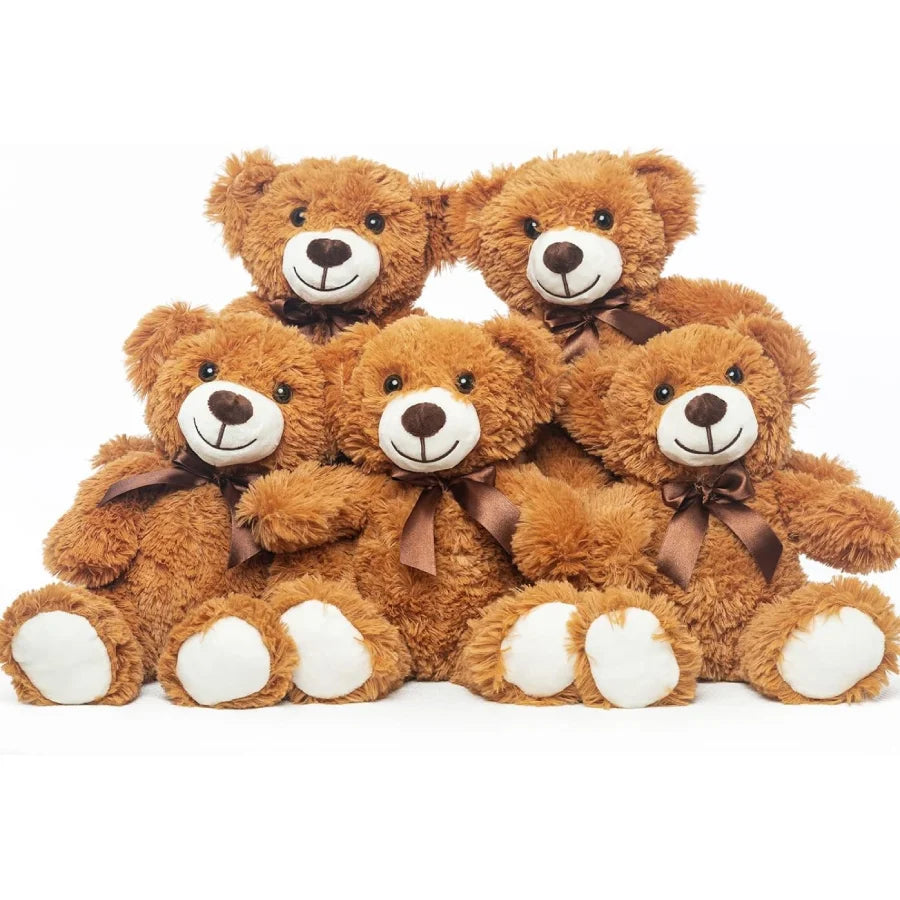 5pcs 13.5in Stuffed Bears – Plush Toys for Kids, Girlfriend, Christmas, Valentine’s, or Birthday Gifts