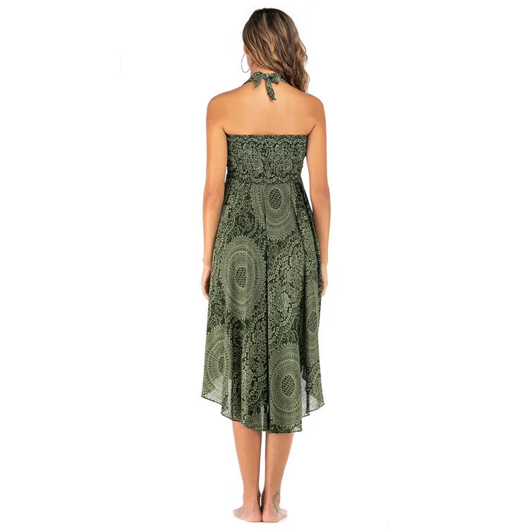 Summer Boho Vintage Long Maxi Skirt - Two-Way Beach Dress