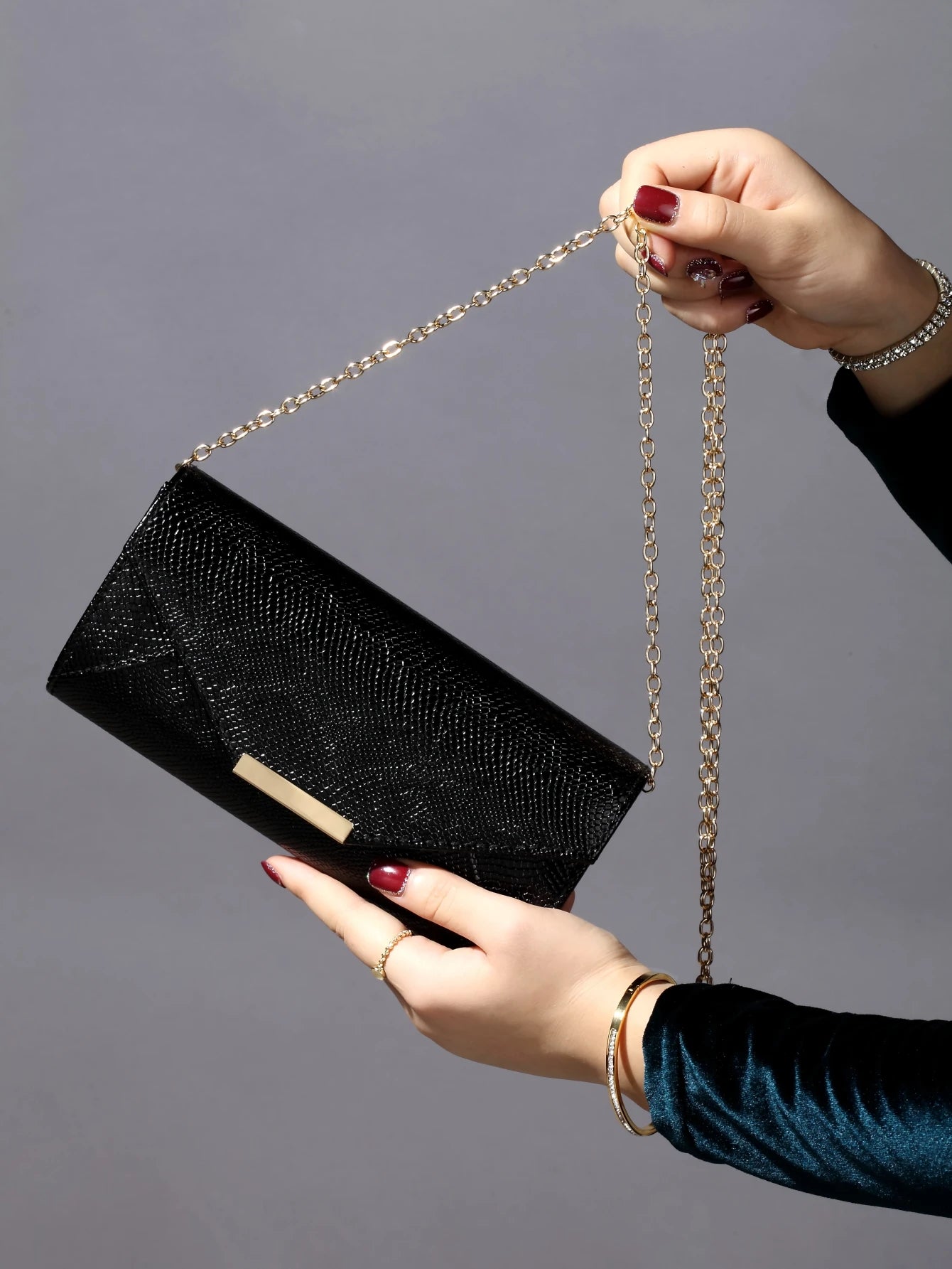 Glamorous Patent Leather Clutch - Elegant & Stylish Solid Color PU Wallet, Luxury Evening Bag
