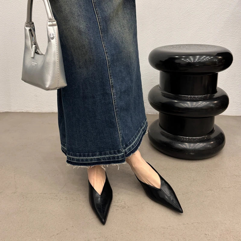 Spring Women's Pointed Toe Mules - Fashionable Slip-On Sandals