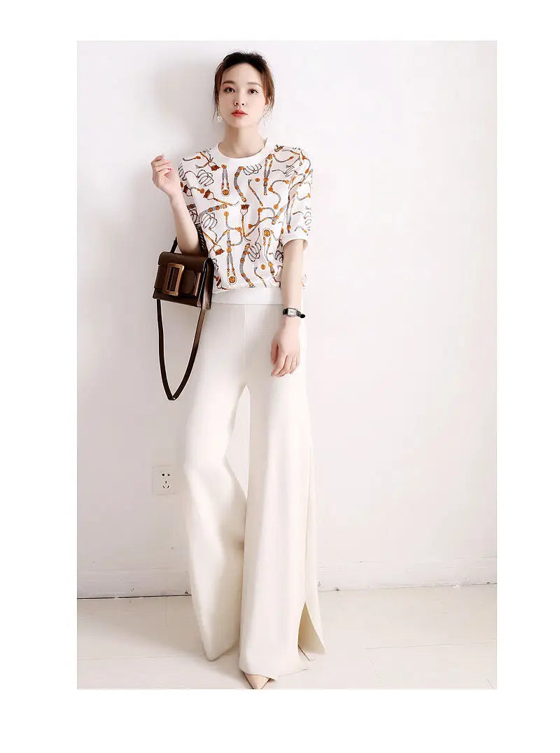 Vintage Ice Silk Short Sleeve Tee for Women