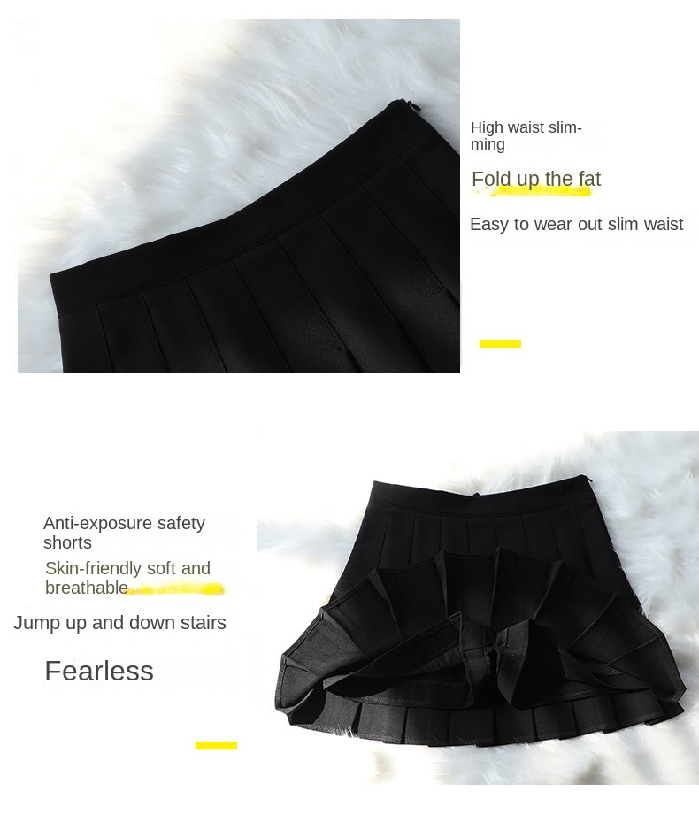 Korean High-Waisted Pleated A-Line Skirt