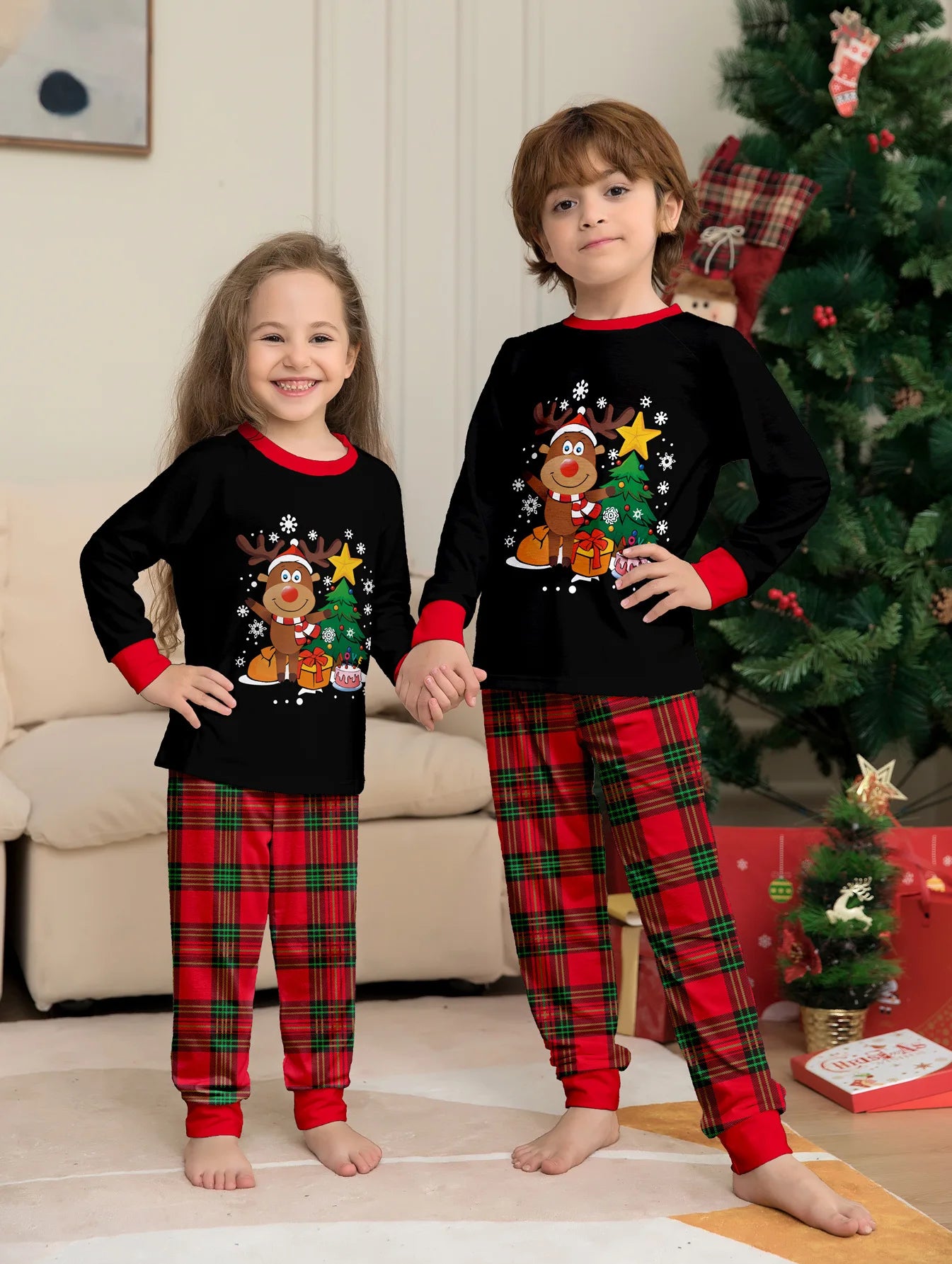 Christmas Family Matching Pajamas – Adults, Kids, Baby Rompers, Casual Sleepwear Set