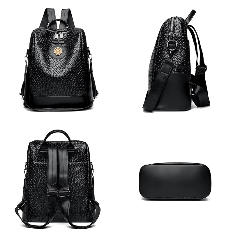 Luxury Leather Women's Backpack - Large Capacity Shoulder Bag