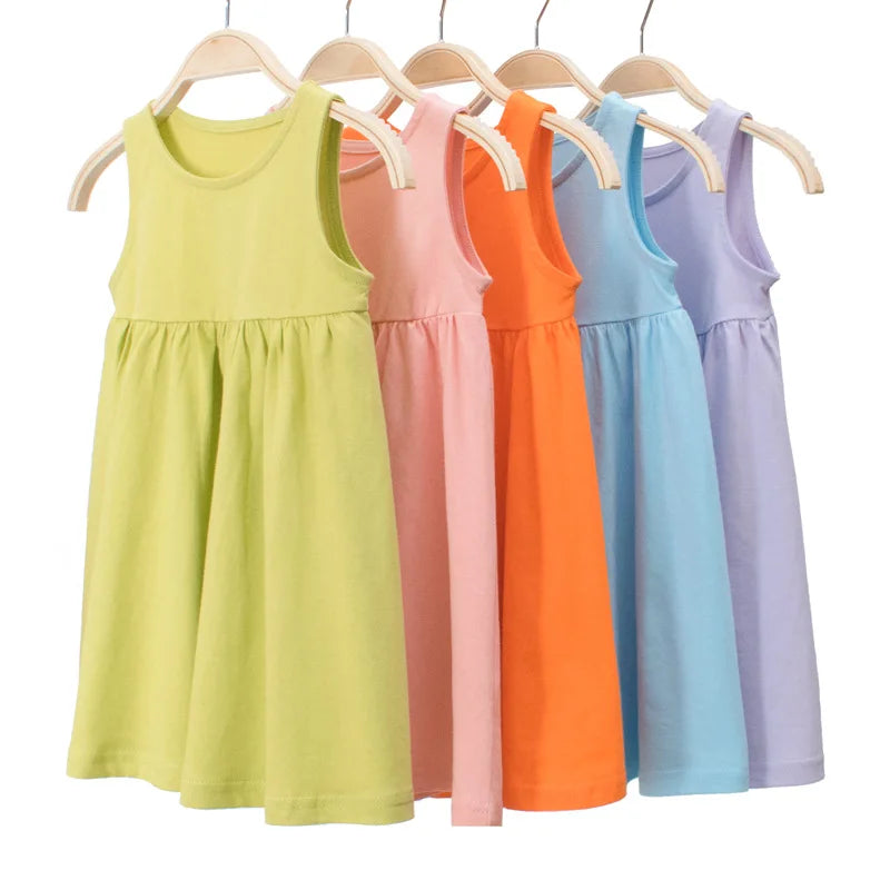 Girls Sleeveless Casual Slip Dress - Toddler Kid Cotton Clothes