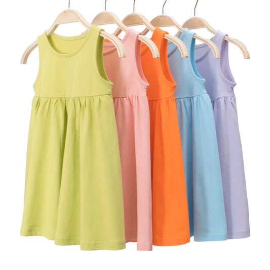 Girls Sleeveless Casual Slip Dress - Toddler Kid Cotton Clothes