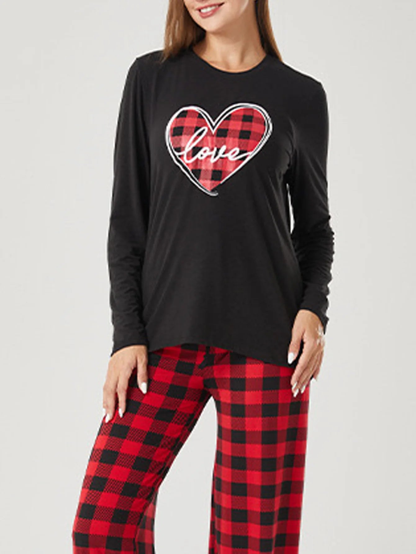2Pcs Women's Christmas Print Long Sleeve Pajama Set