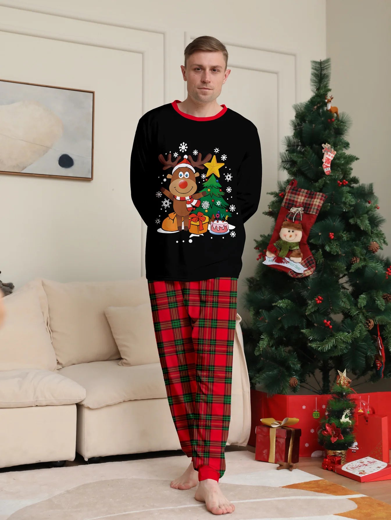 Christmas Family Matching Pajamas – Adults, Kids, Baby Rompers, Casual Sleepwear Set
