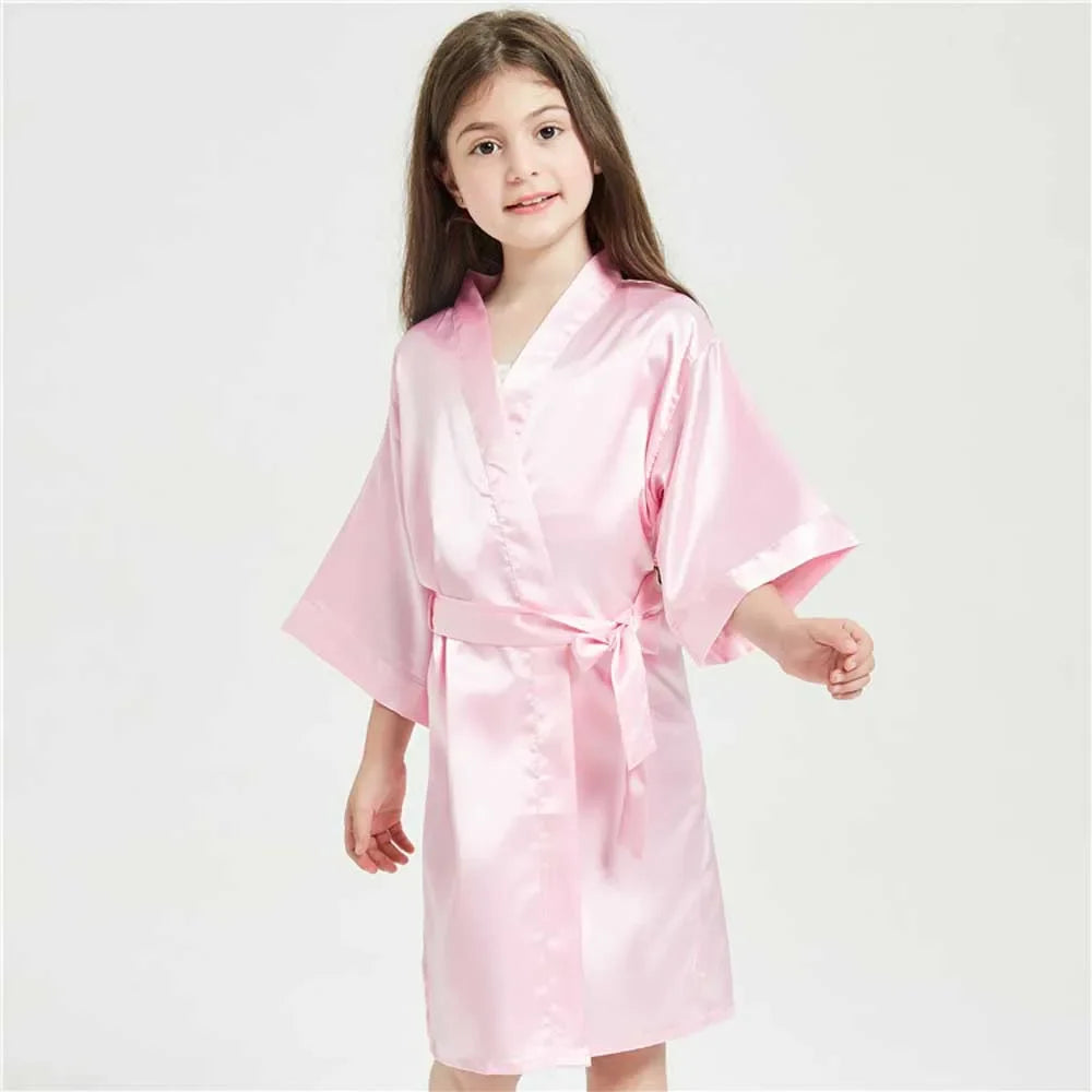 Pink Satin Silk Bathrobe for Girls - Kids Nightwear & Sleepwear