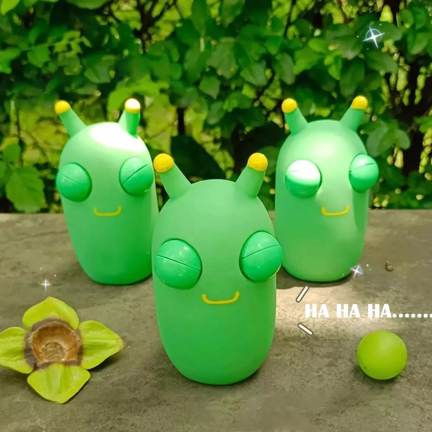 Green Eye Caterpillar Squeeze Toy – Funny Stress Relief Pinch Toy for Adults and Kids
