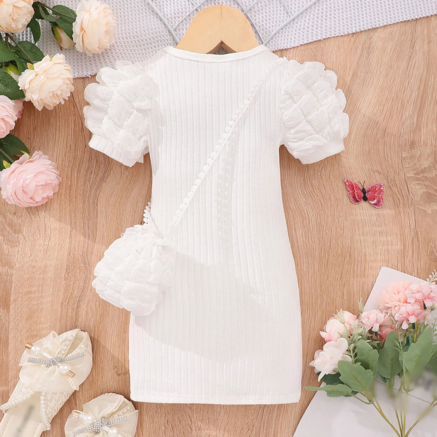 Midi Dress for Girls – Summer Short Sleeve Bodycon Party Dress for Kids, Sizes 3-8 Years