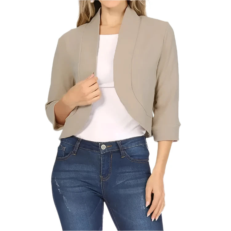 Plus Size 5XL Women's Cropped Bolero Cardigan – 3/4 Sleeve Open Stitch Shrug, Casual Streetwear.