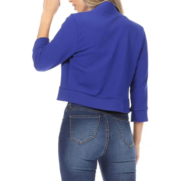 Plus Size 5XL Women's Cropped Bolero Cardigan – 3/4 Sleeve Open Stitch Shrug, Casual Streetwear.