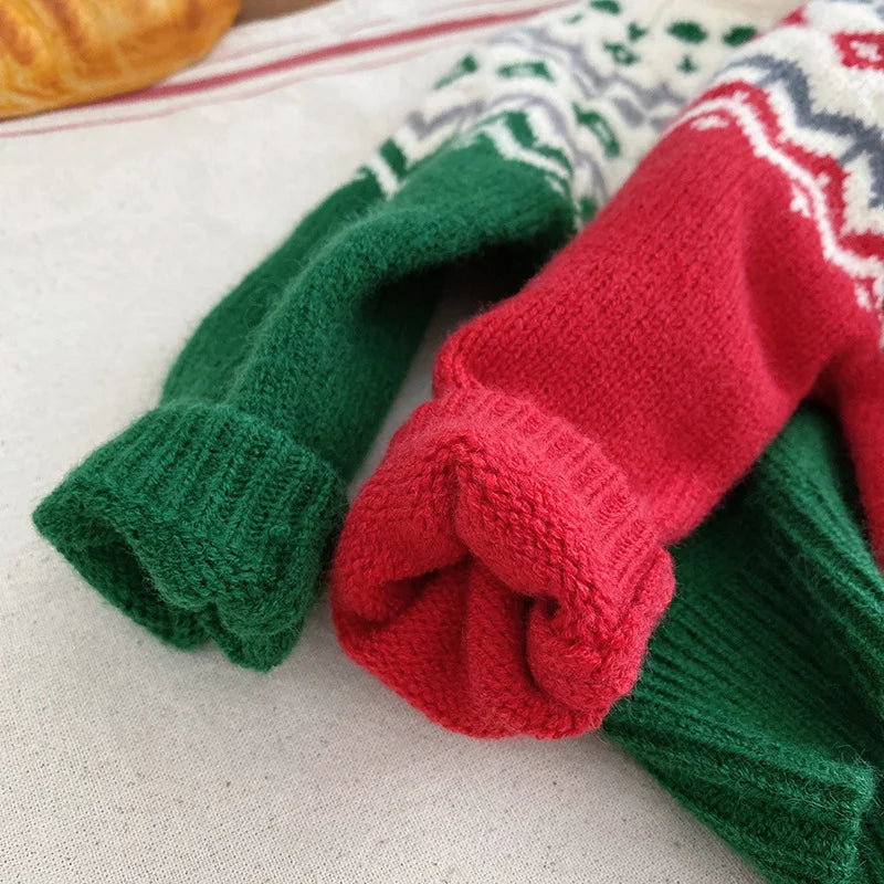 Winter Baby Christmas Sweater – Kids' Jacquard Knit Pullover or Toddler Cardigan