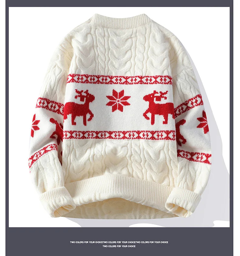 Men's Luxury Cashmere Christmas Sweater – Thick, Warm Deer Print