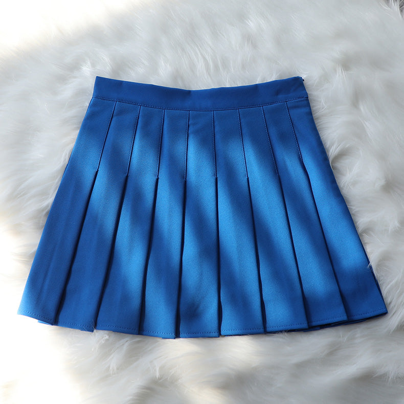 Korean High-Waisted Pleated A-Line Skirt