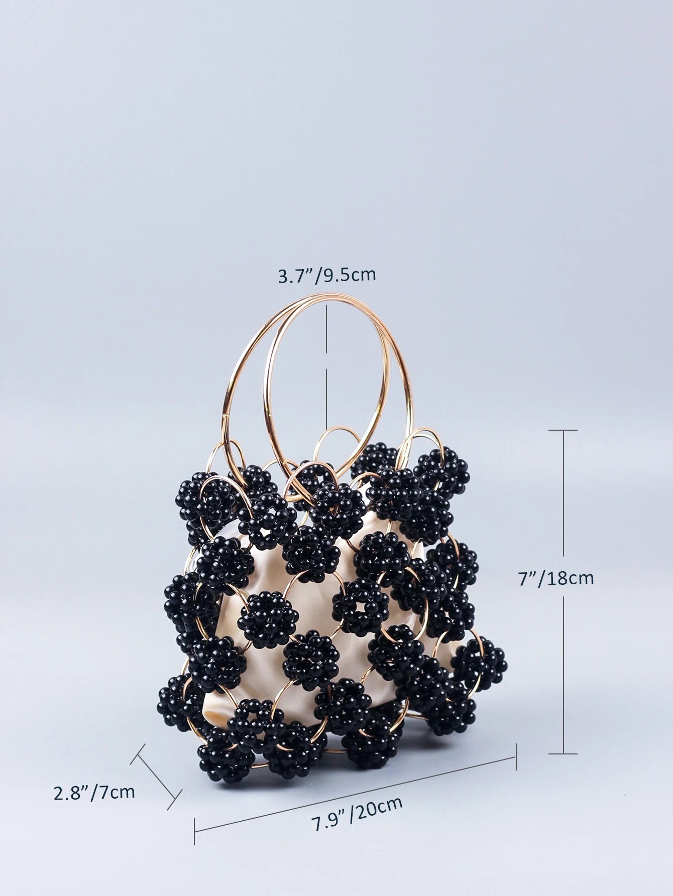 New Black Beaded Ball Handheld Bag – High Quality Hollow Out Fashion Women's Dinner Bag