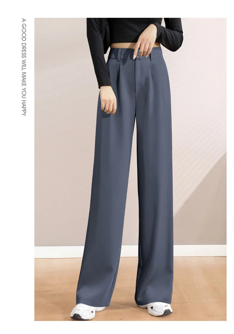 Women's High-Waist Slim Suit Pants – Spring/Autumn Korean Straight-Leg Trousers