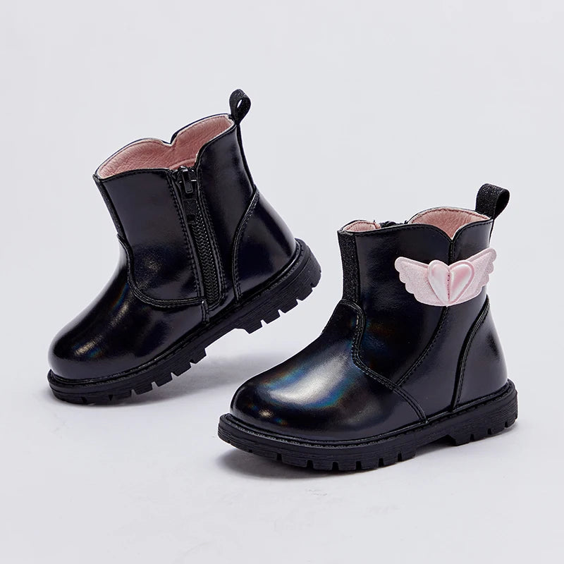 Dave Bella Kids' Black Fashion Boots with Wings