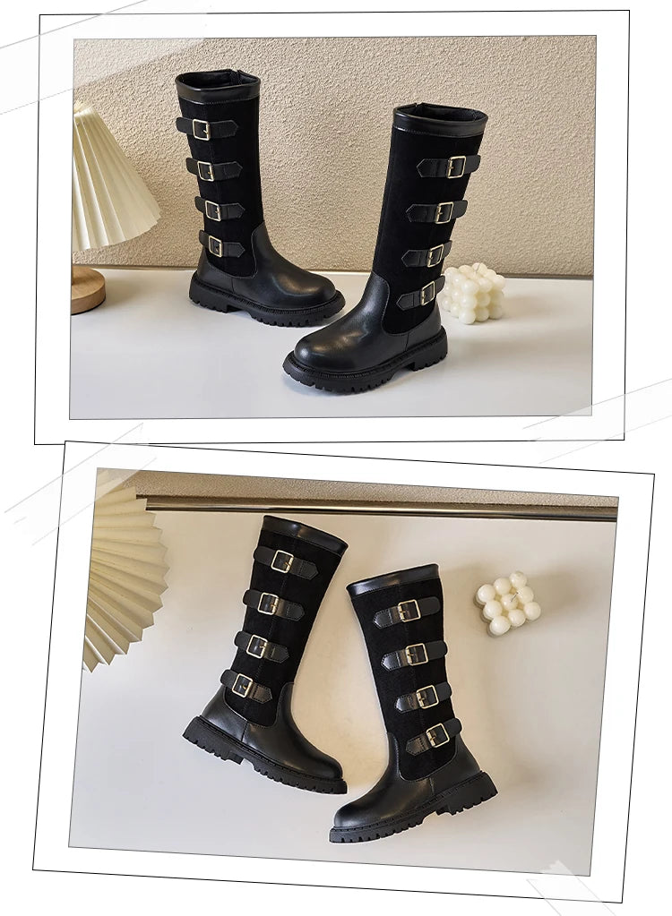Girls' British Style High-Top Boots - Autumn Winter Fashion & Outdoor Princess Shoes