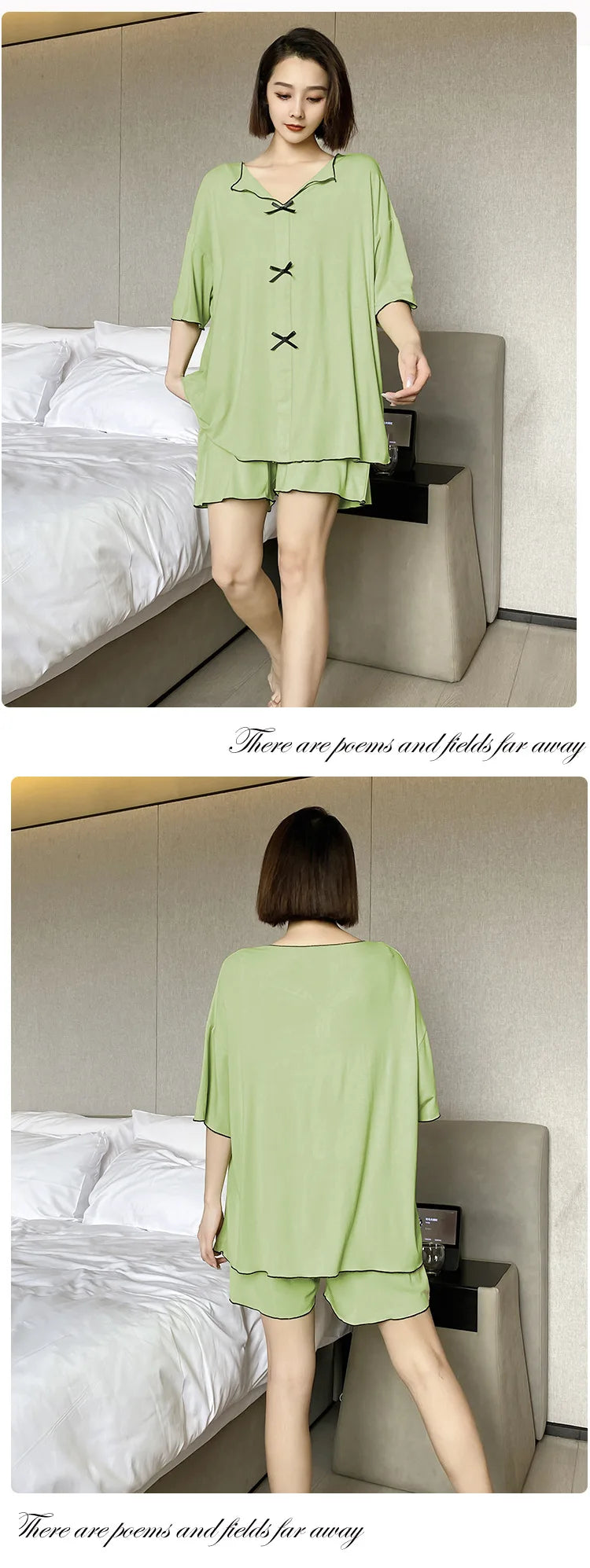 Plus Size Women's Pajama Set - 2-Piece Loose Summer Sleepwear (Up to 150kg)