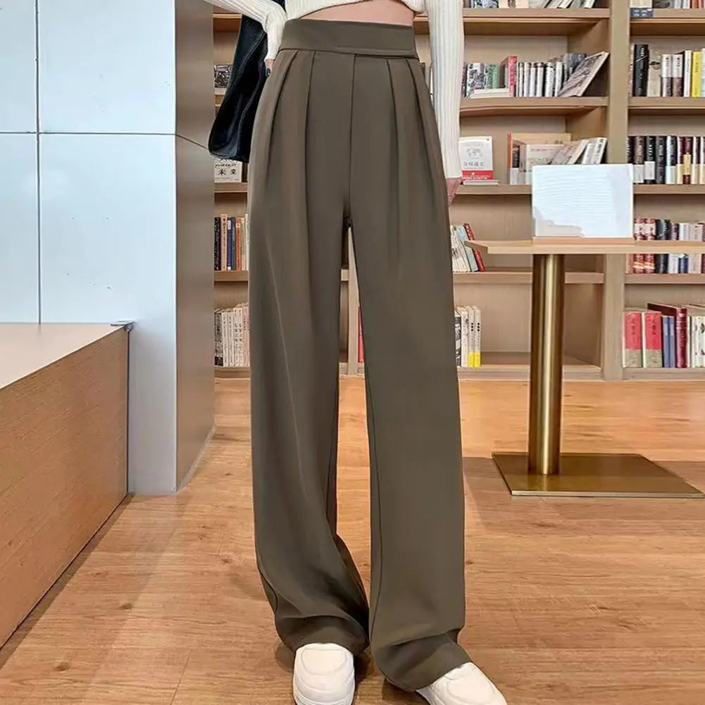 Vintage Wide-Leg Suit Pants - Women's Classic High-Waist Palazzo Trousers, Elegant Office Wear